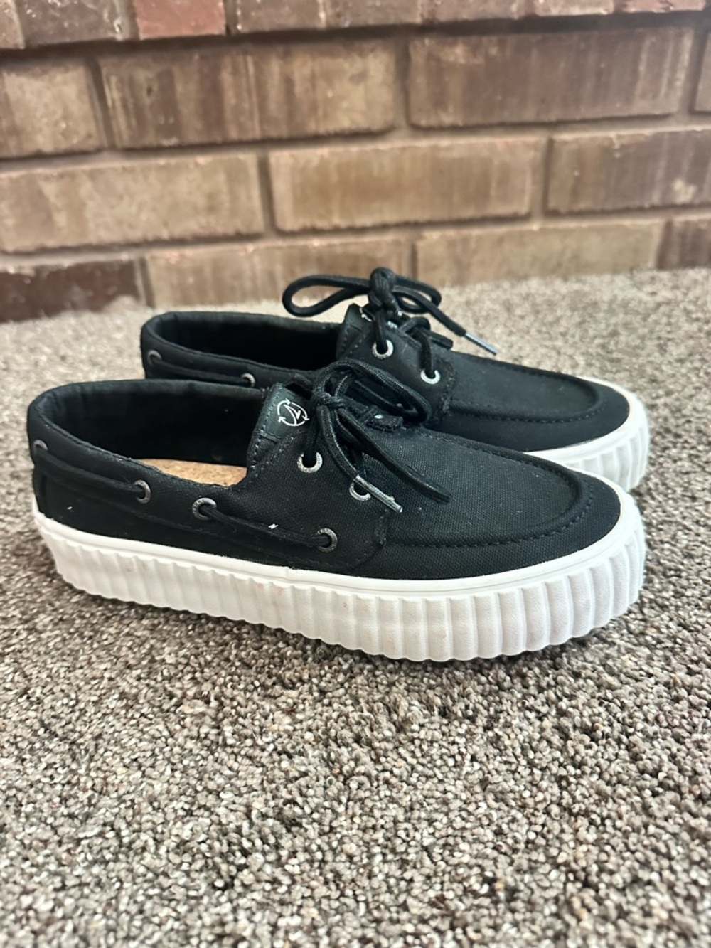 Sperry SeaCycled Pier Wave Platform Boat Shoes 6 Coastal Preppy Dark Academic